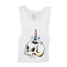 Load image into Gallery viewer, Dagger Skull - Cropped Thrifted Tank (Fruit of the Loom)
