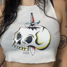 Load image into Gallery viewer, Dagger Skull - Cropped Thrifted Tank (Fruit of the Loom)
