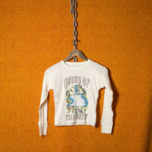Load image into Gallery viewer, &quot;Going Up The Country&quot; on a Vintage Cropped Thermal Long Sleeve (Size Small/Medium Men&#39;s Fit)
