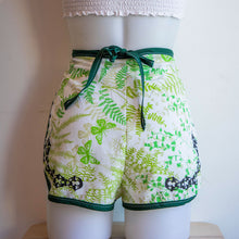Load image into Gallery viewer, Handmade Green Ferns &amp; Butterflies Stevie Shorts (Size Small Fit)
